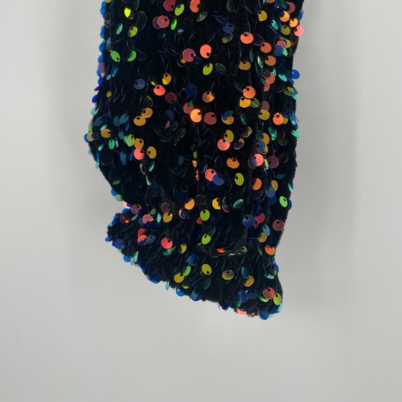 Evolutionary Women's Sequin Velour Long Sleeve Night Out Part Top Large - Picture 8 of 10